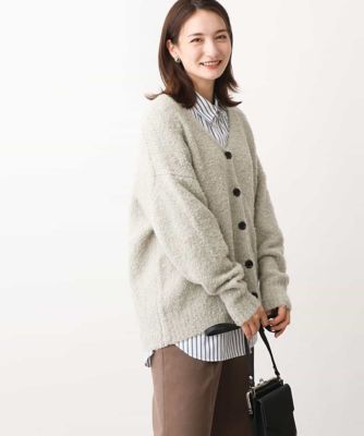 ＜MK MICHEL KLEIN (Women)＞ループヤーンニットカーディガン／洗える