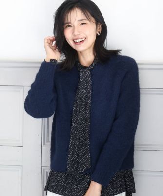 MK MICHEL KLEIN (Women)/エムケーミッシェルクラン ヘアリーニットカーディガン/洗える 57ネイビー トップス【三越伊勢丹/公式】