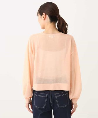ショート丈シアーニットカーディガン／接触冷感／洗える