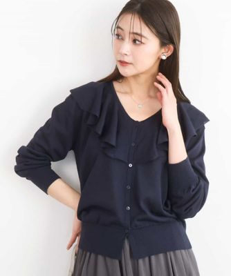 ＜MK MICHEL KLEIN (Women)＞ラッフルフリルデザインカーディガン／接触冷感／ＵＶカット／洗える