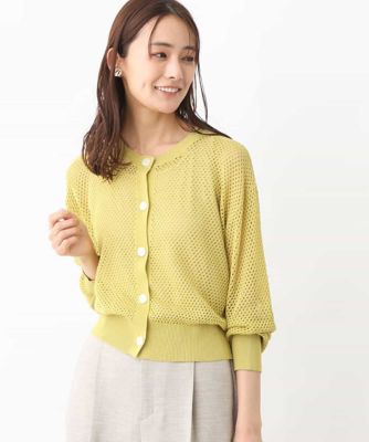 ＜MK MICHEL KLEIN (Women)＞シアーメッシュニットカーディガン