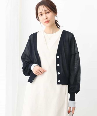 ＜MK MICHEL KLEIN (Women)＞ドルマンスリーブシアーカーディガン／洗える