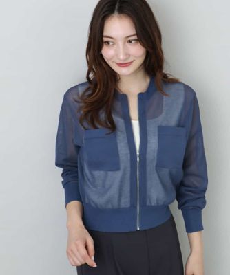 ＜MK MICHEL KLEIN (Women)＞ダブルジップシアーニットブルゾン／接触冷感／洗える