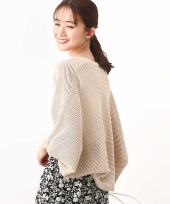 ＜MK MICHEL KLEIN (Women)＞レーシー編みモモンガニットカーディガン／洗える