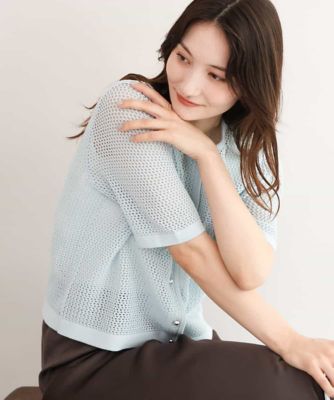 洗える］メッシュ編み半袖ジャケットライクニット | MK MICHEL KLEIN