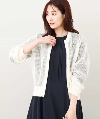 メッシュ編みシアーZIPニットブルゾン／洗える | MK MICHEL