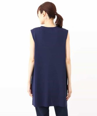 ロング丈ニットジレ／洗える