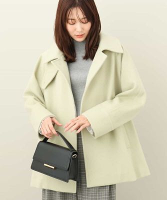 ＜MK MICHEL KLEIN (Women)＞Ｓｕｐｅｒ１００ｓウール２ｗａｙカラーミディーコート