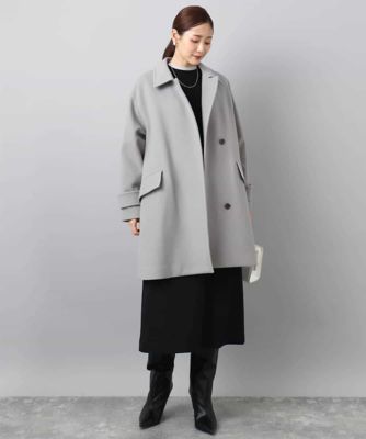 SUPER100'sウール スタンドカラーミドルコート | MK MICHEL