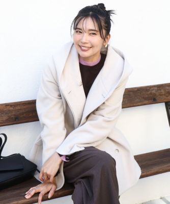 MK MICHEL KLEIN (Women)/エムケーミッシェルクラン [超軽量]エアリアルウール ミドル丈フーデットコート 82ベージュ アウター【三越伊勢丹/公式】