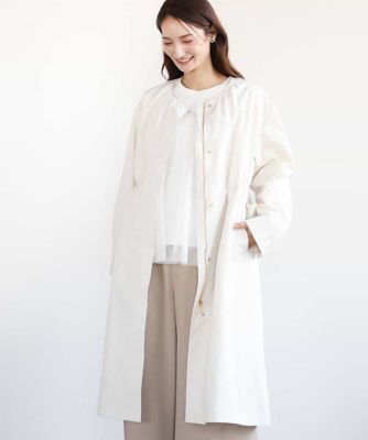 ＜MK MICHEL KLEIN (Women)＞タフタノーカラーロングコート／洗える