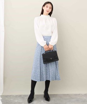 スタンドネックデザインブラウス（長袖）／洗える