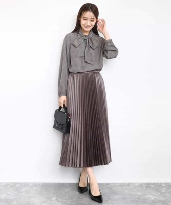 ボウタイ付き千鳥柄プリントブラウス／洗える | MK MICHEL KLEIN