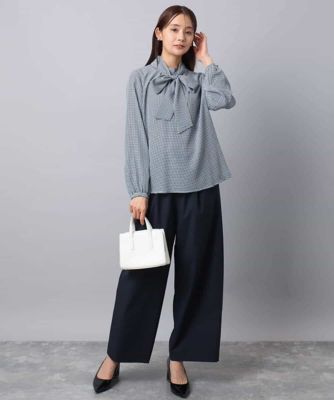 ボウタイ付き千鳥柄プリントブラウス／洗える | MK MICHEL KLEIN