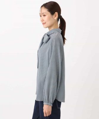 MK ミッシェルクラン（MK MICHEL  ）/【ビジネス/洗える】ボウタイ付き千鳥柄プリントブラウス ボウタイ付き千鳥柄プリントブラウス／洗える | MK MICHEL KLEIN