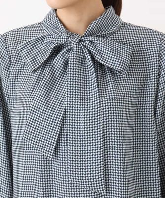 ボウタイ付き千鳥柄プリントブラウス／洗える | MK MICHEL KLEIN