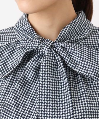 ボウタイ付き千鳥柄プリントブラウス／洗える | MK MICHEL KLEIN