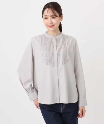 フロントピンタックレースブラウス／洗える | MK MICHEL KLEIN (Women