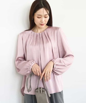 MK MICHEL KLEIN (Women)/エムケーミッシェルクラン ウェーブサテンタックディティールブラウス/洗える 03ピンク トップス【三越伊勢丹/公式】