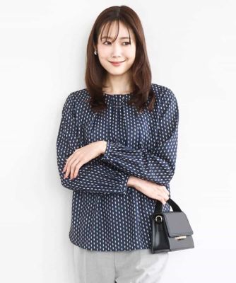 MK ミッシェルクラン（MK MICHEL  ）/【2way/ビジネス】ボウタイ風幾何柄ブラウス ボウタイ風幾何柄ブラウス／洗える | MK MICHEL KLEIN (Women