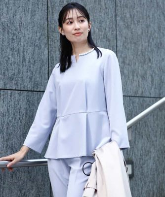 MK MICHEL KLEIN (Women)/エムケーミッシェルクラン パール調デザインブラウス/制菌加工/洗える
