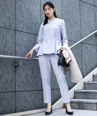 パール調デザインブラウス／制菌加工／洗える