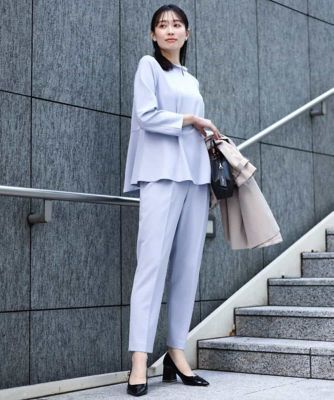 パール調デザインブラウス／制菌加工／洗える