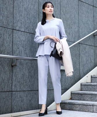 パール調デザインブラウス／制菌加工／洗える