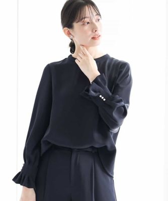 タックフリルデザインスリーブブラウス／撥水加工／洗える | MK MICHEL