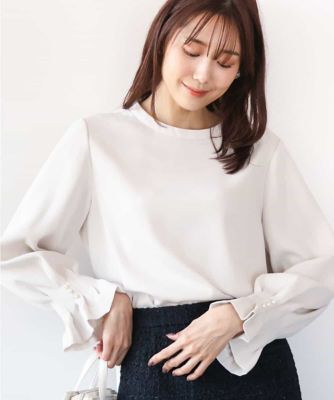 ＜MK MICHEL KLEIN (Women)＞タックフリルデザインスリーブブラウス／撥水加工／洗える