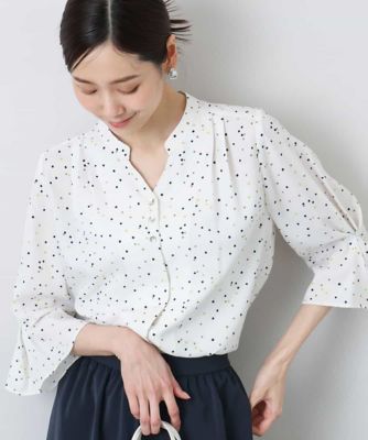 ＜MK MICHEL KLEIN (Women)＞カラースクエアプリントブラウス／洗える