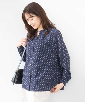 ＜MK MICHEL KLEIN (Women)＞ミニトライアングル幾何柄ブラウス／接触冷感／ＵＶカット／洗える