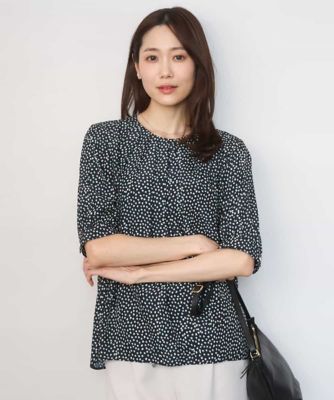 ＜MK MICHEL KLEIN (Women)＞フラワーモチーフプリントブラウス／接触冷感／ＵＶカット／洗える