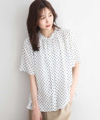 ＜MK MICHEL KLEIN (Women)＞［ＵＶカット／接触冷感／洗える］フレアスリーブ幾何柄ブラウス