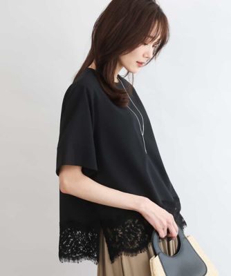 ＜MK MICHEL KLEIN (Women)＞［ＵＶカット／接触冷感／洗える］ストレッチ　裾レース半袖ブラウス