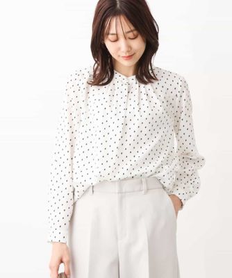 ＜MK MICHEL KLEIN (Women)＞バンドカラープリントブラウス／洗える