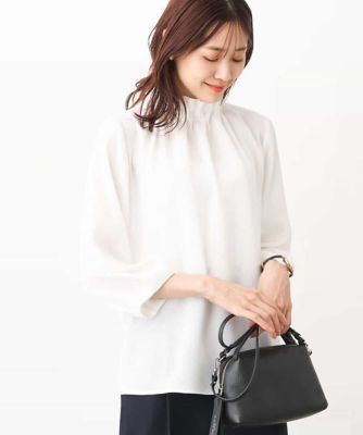 ＜MK MICHEL KLEIN (Women)＞スタンドネックデザインブラウス／洗える