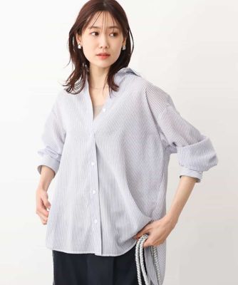 ＜MK MICHEL KLEIN (Women)＞シアードビーストライプブラウス／洗える