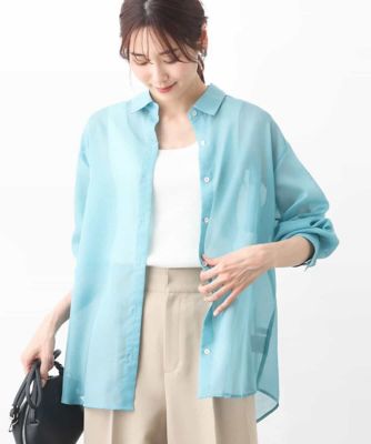 ＜MK MICHEL KLEIN (Women)＞スパンボイルシアーシャツブラウス／洗える