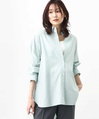 ＜MK MICHEL KLEIN (Women)＞ストライプ柄オーバーシャツブラウス／洗える