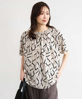 ＜MK MICHEL KLEIN (Women)＞［接触冷感／洗える］アートプリントブラウス