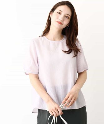 ＜MK MICHEL KLEIN (Women)＞ピンストライプ柄シアーブラウス／洗える
