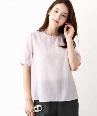 ピンストライプ柄シアーブラウス／洗える