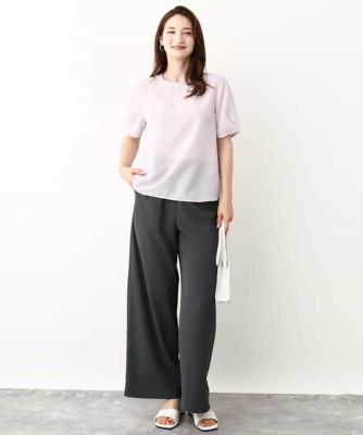 ピンストライプ柄シアーブラウス／洗える