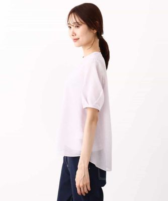 ピンストライプ柄シアーブラウス／洗える
