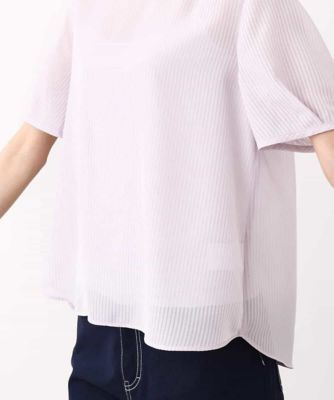 ピンストライプ柄シアーブラウス／洗える