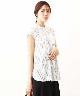＜MK MICHEL KLEIN (Women)＞幾何柄ピンタックブラウス／洗える
