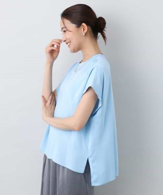 マットサテンＴブラウス／接触冷感／洗える