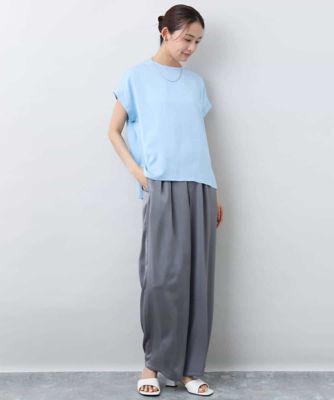 マットサテンＴブラウス／接触冷感／洗える