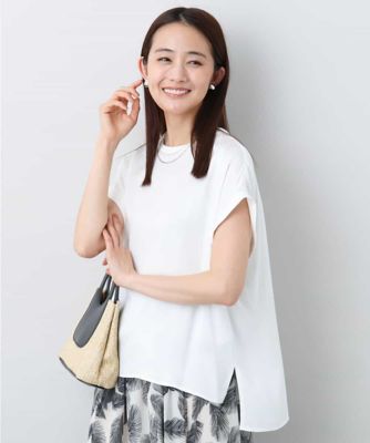 ＜MK MICHEL KLEIN (Women)＞マットサテンＴブラウス／接触冷感／洗える